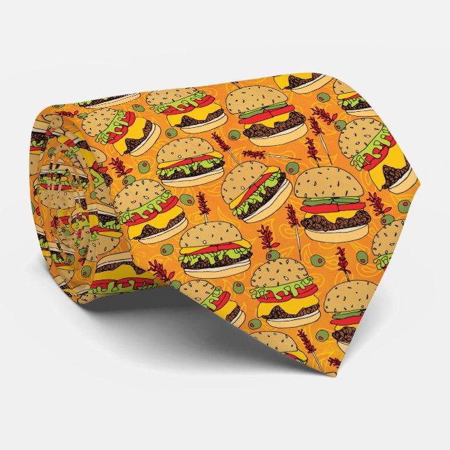 Lustige Cheeseburger Krawatte (Gerollt)