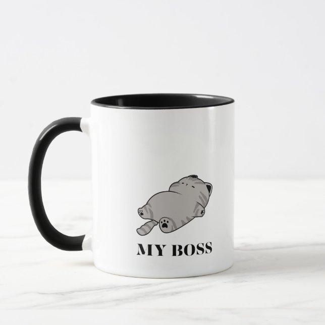 Lustige Chefkatze Tasse (Links)