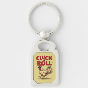 Lustige "Cluck & Roll" Coole Hahn Cartoon Gestaltu Schlüsselanhänger