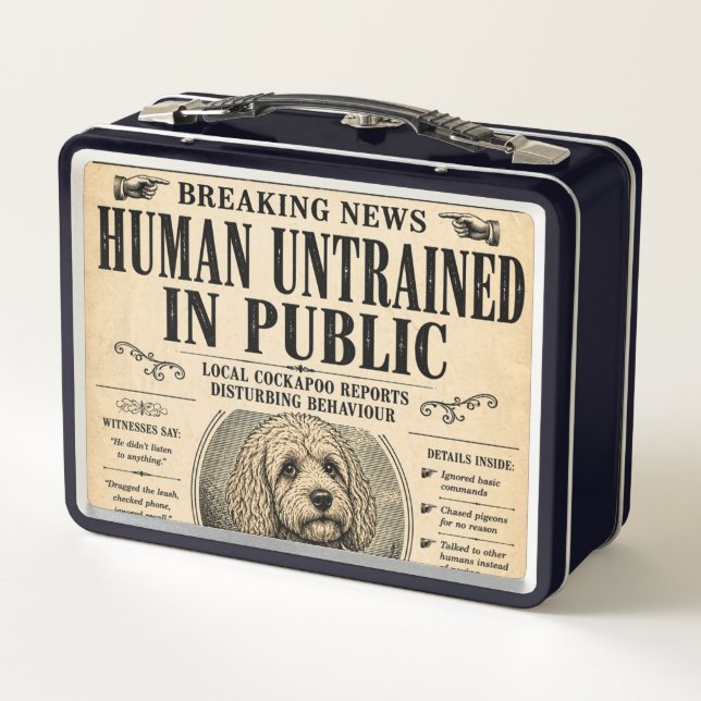 Lustige Cockapoo-Zeitungs-Lunchbox als Geschenk fü Metall Brotdose (Rückseite)