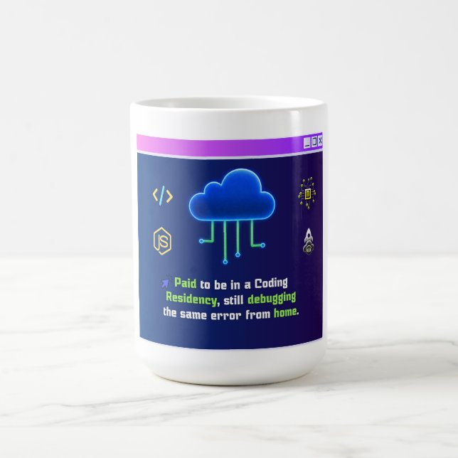 Lustige Coding-Residenz, Retro-Synthwave-Neon-Hack Kaffeetasse (Mittel)
