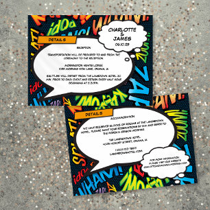 Lustige Comic-Hochzeitsdetails Informationen Begleitkarte