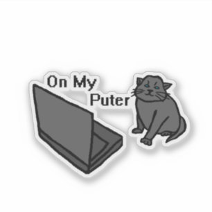 Lustige Computerkatzen-Meme auf meinem Rechner Aufkleber