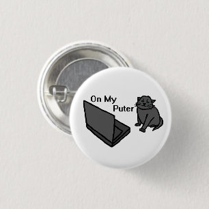 Lustige Computerkatzen-Meme Button