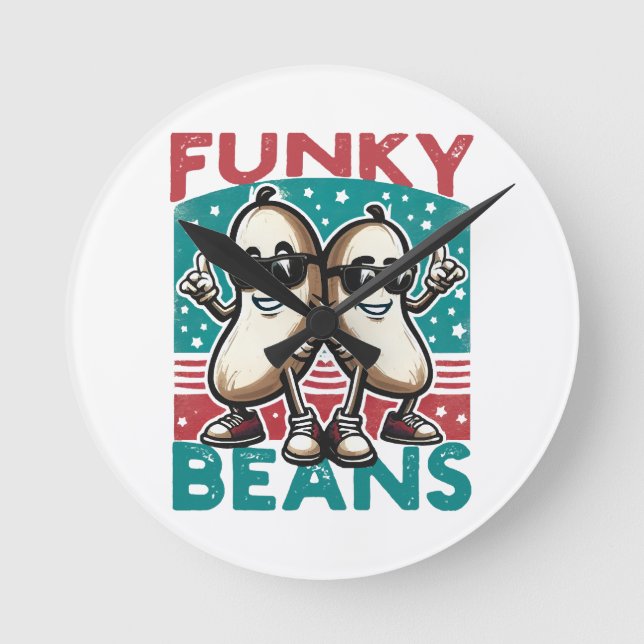 Lustige Cool Beans Runde Wanduhr (Vorderseite)