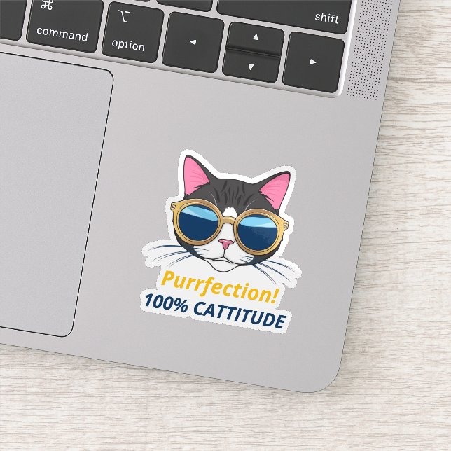 lustige Coole Cat Purrfection Aufkleber (Detail)