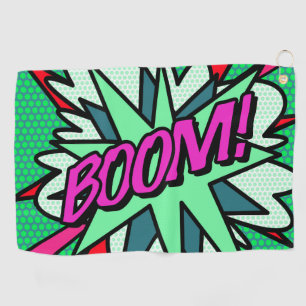 Lustige Coole Comic-Book BOOM Modern Golfhandtuch