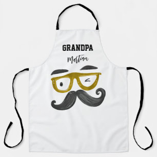 Lustige Coole gelbe Brille Schnurrbart Opa Maßanfe Schürze