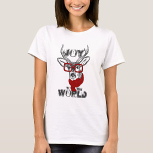 Lustige, coole Hirsch-Skizze „Freude der Welt“ Zit T-Shirt