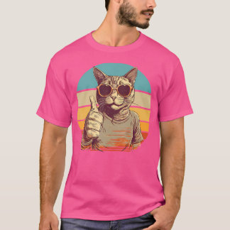 Lustige coole Katze mit Sonnenbrille Daumen hoch S T-Shirt
