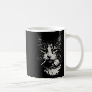Lustige coole Katze raucht lustige Meme-Zigarette Kaffeetasse