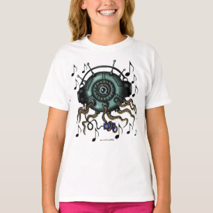 Lustige coole Krake im Kopfhörergraphik-T - Shirt