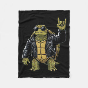 Lustige Coole Schildkröte Rock On Musik Geschenk M Fleecedecke