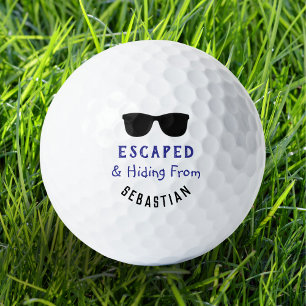 Lustige coole Sonnenbrille entkommen und versteckt Golfball