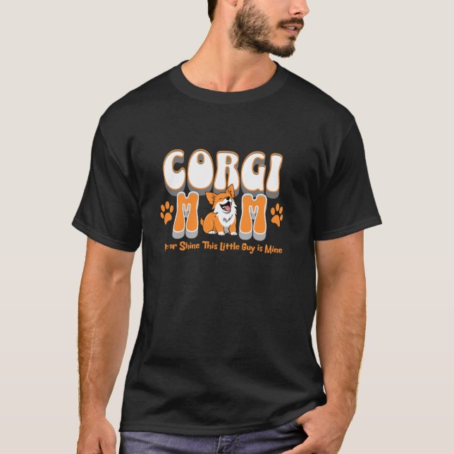 Lustige Corgi-Mutter bei Regen oder Sonnenschein L T-Shirt (Vorderseite)