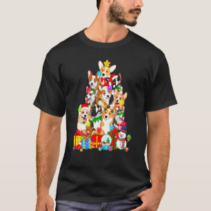 Lustige Corgi-Weihnachtsbaumlichter Welpe Corgi Hu T-Shirt
