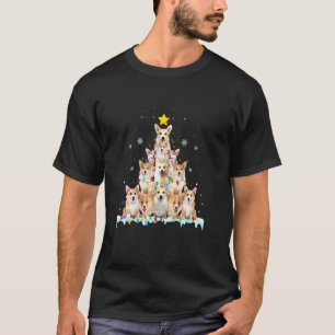 Lustige Corgi-Weihnachtsbaumlichter Welpe Corgi Hu T-Shirt