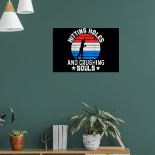 Lustige Cornhole-Trefferlöcher und zerschmetterte Poster