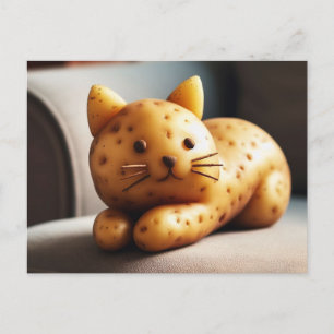 Lustige Couchkartoffel-Katze liegt auf der Couch Postkarte