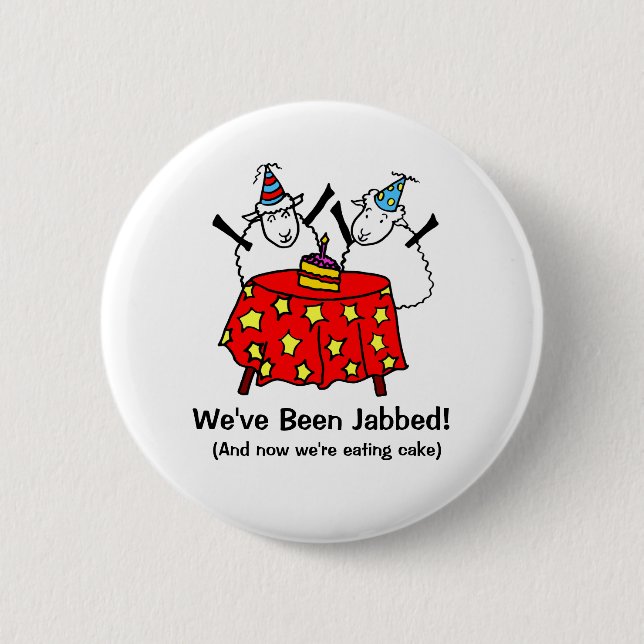 Lustige Covid-Impfstoff-Schafparty Button (Vorderseite)
