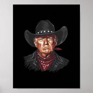 Lustige Cowboy Western Donald Trump Us Flag Wahl Poster