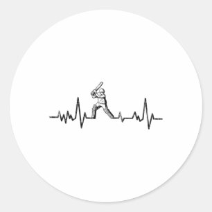 Lustige Cricket-Herzfrequenz-Grafik für Spieler 1  Runder Aufkleber
