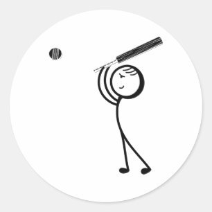 Lustige Cricket-Stickfigur Cricket-Spieler Runder Aufkleber