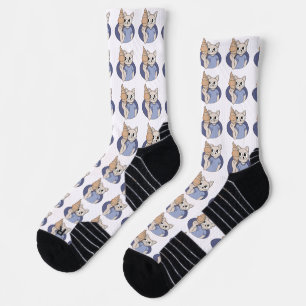 Lustige Croissant-Katze Socken