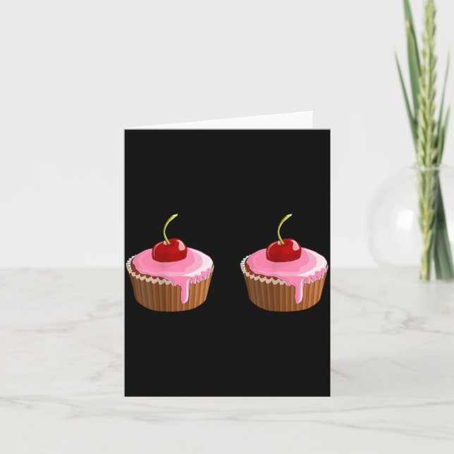 Lustige Cupcakes Kirsche Karte (Vorderseite)
