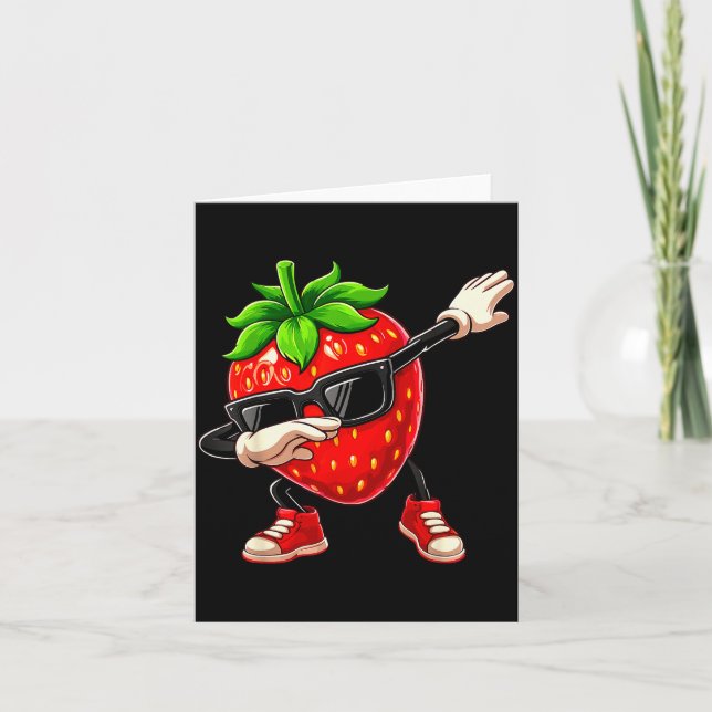 Lustige Dabbing Erdbeere Sommer Frucht Liebhaber M Karte (Vorderseite)