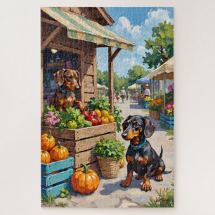 Lustige Dachshund-Bauernmarkt-Hunde-Liebhaber-Kuns