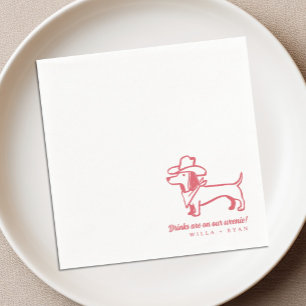 Lustige Dachshund-Hochzeit Serviette