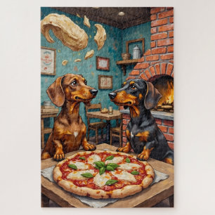 Lustige Dachshund-Pizza-Restaurant-Hunde-Liebhaber