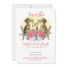 Lustige Dachshund Save The Date Karte für Hundebes
