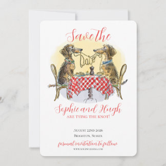 Lustige Dachshund Save The Date Karte für Hundebes