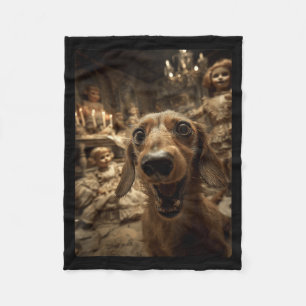 Lustige Dachshund-Selfie-Puppen Grusel-Halloween Fleecedecke