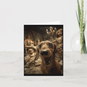 Lustige Dachshund-Selfie-Puppen Grusel-Halloween Karte