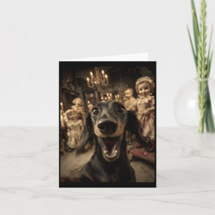 Lustige Dachshund-Selfie-Puppen Grusel-Halloween Karte