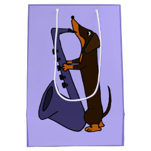 Lustige Dackel, die Saxophone-Geschenk-Tasche Mittlere Geschenktüte