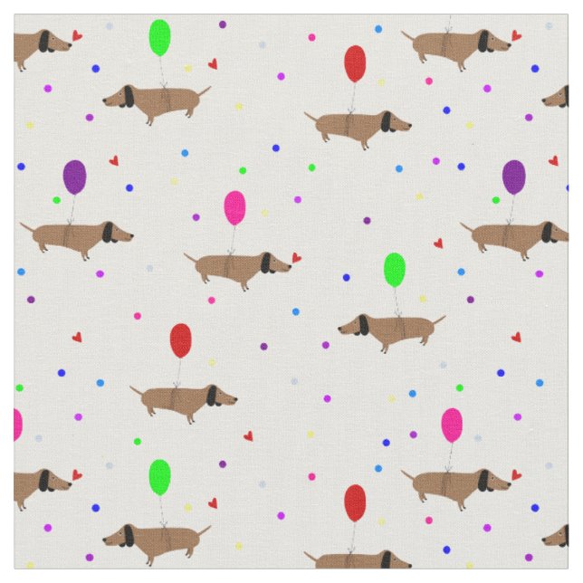 lustige Dackel Hunde Dackel Ballons Stoff (Nahaufnahme)