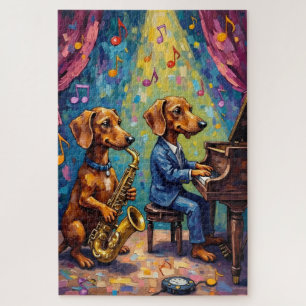 Lustige Dackel-Jazzband-Musik-Hundefreund-Kunst