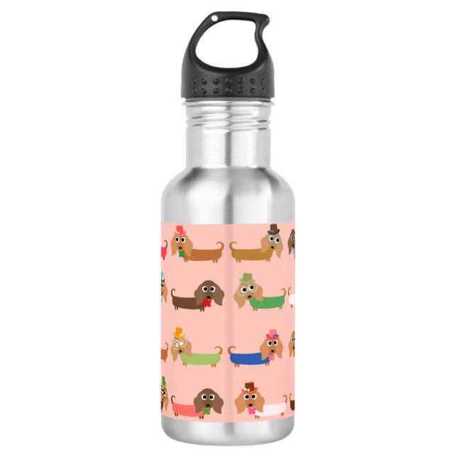 Lustige Dackeln Edelstahlflasche (Vorderseite)