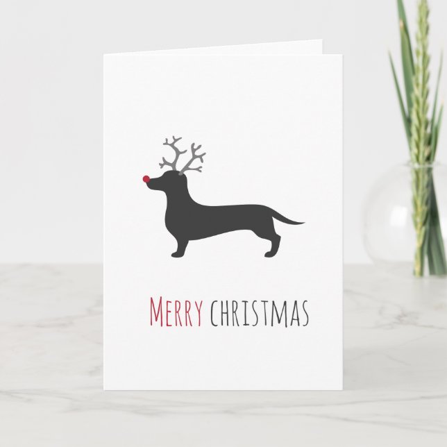 Lustige Dackelren Weihnachtskarte Feiertagskarte (Vorderseite)