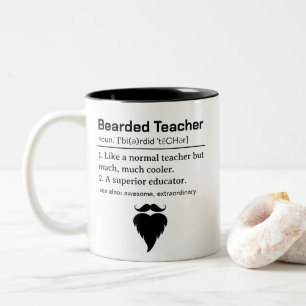 Lustige Definition eines bärtigen Lehrers Zweifarbige Tasse
