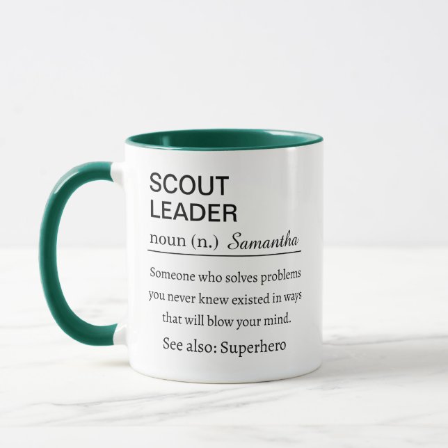 Lustige Definition eines Scout-Leiters Tasse (Links)