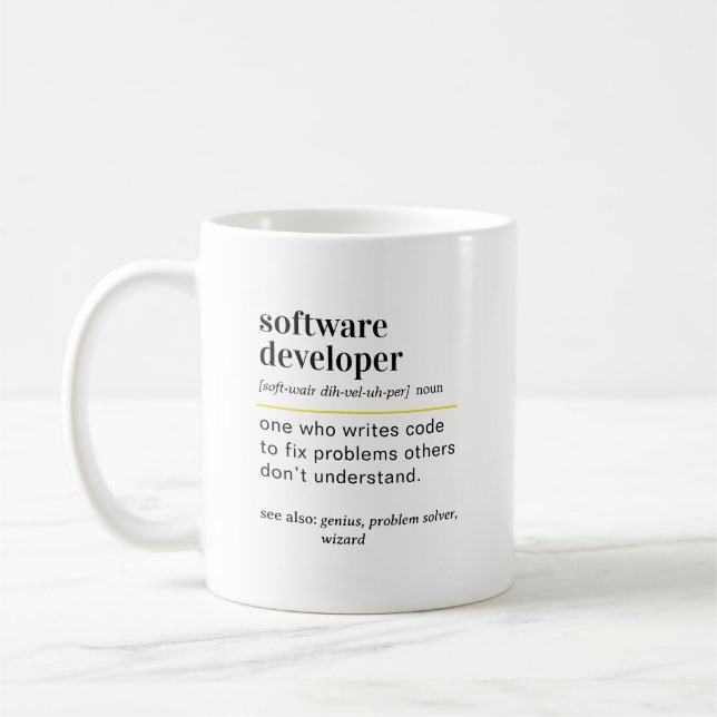 Lustige Definition eines Softwareentwicklers Gesch Kaffeetasse (Links)