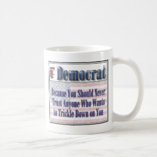 Lustige demokratische tröpfeln unten kaffeetasse
