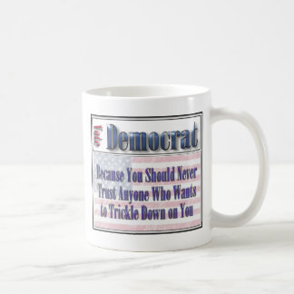 Lustige demokratische tröpfeln unten kaffeetasse