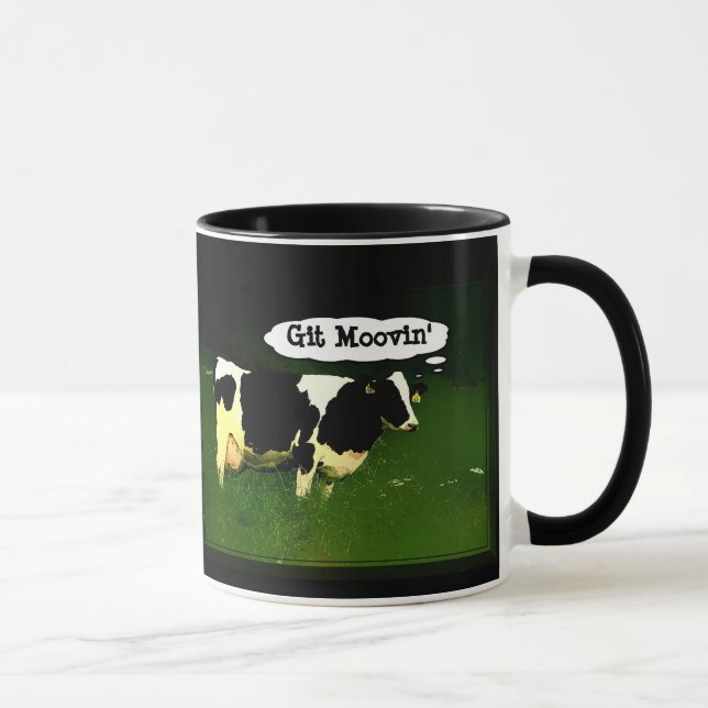 Lustige denkende Kuh Tasse (Rechts)