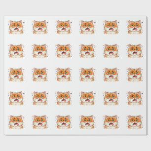 Lustige Derpy Halloween-Katze mit Kürbis-Gesichtsb Geschenkpapier